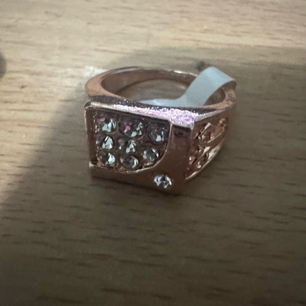 Elegant Rose Gold Men's Ring with Crystal Accents
